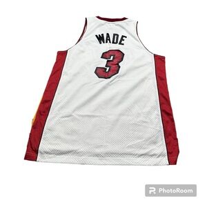 Vintage Adidas Miami Heat Dwayne Wade Stitched Jersey Men's Large +2 Length